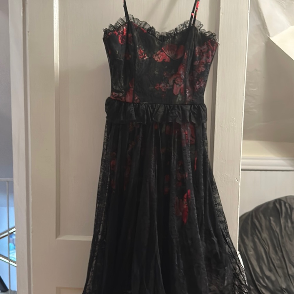 Black lace midi